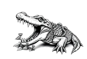 gothic alligator with orange groves tattoo idea