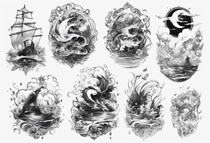Water theme, romanic, music style tattoo idea