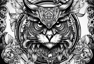 owl and cow wrestling tattoo idea