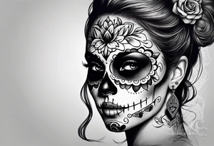 Lost a lot of weight. Sugar skull. Thigh tattoo tattoo idea