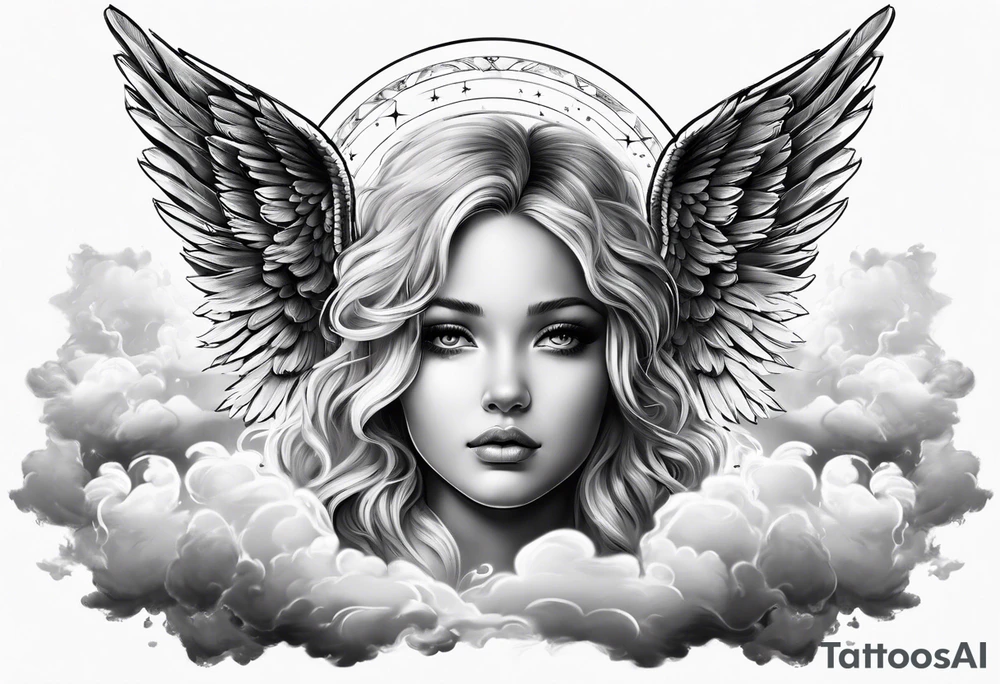 small angels with clouds in the background tattoo idea small angels with clouds in the background tattoo idea
