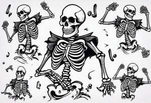 cartoon dancing skeleton tattoo idea