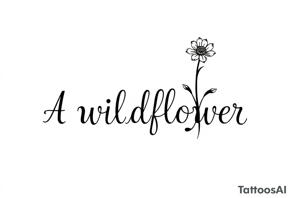 A wildflower with the word wildflower as the stem tattoo idea
