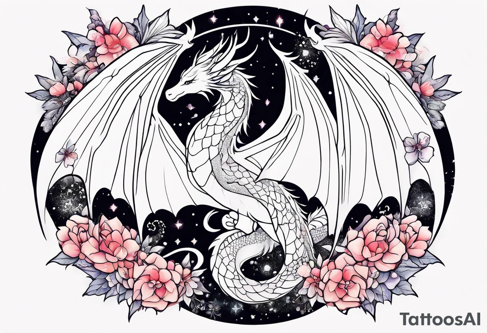 Constellation, wing , snow , cross , dragon female japan kawaii , flower tattoo idea