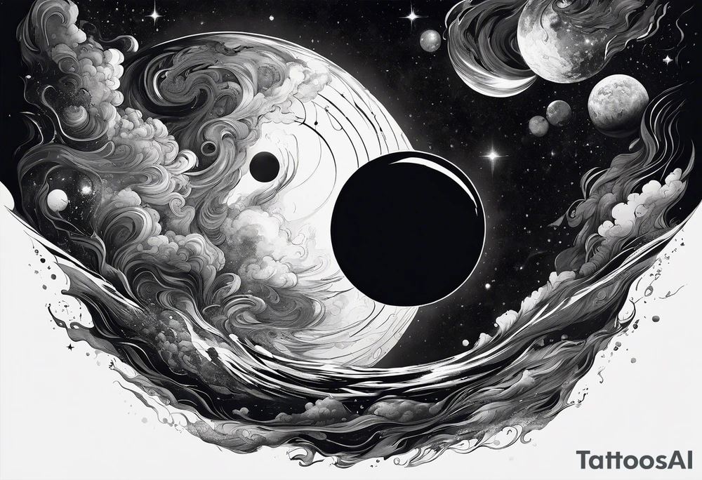 Large black hole swallowing earth. as Earth is swallowed space and time is stretched and deformed tattoo idea
