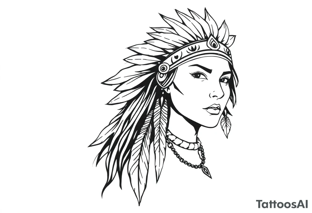 Female Native American tattoo idea