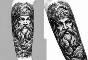 Full fattoo sleeve with Zeus, Poseidon and Hades. tattoo idea