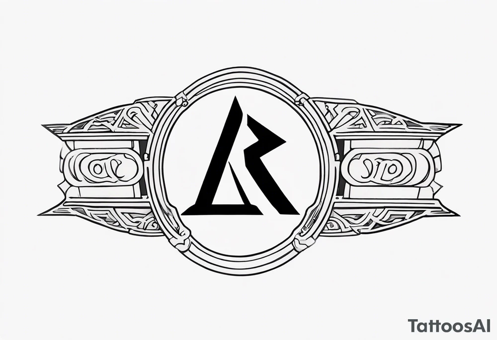 A naruto headband with the letters AR in the middle tattoo idea