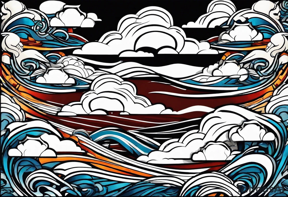 celtic pattern in the negative space japanese wave.  . clouds tattoo idea