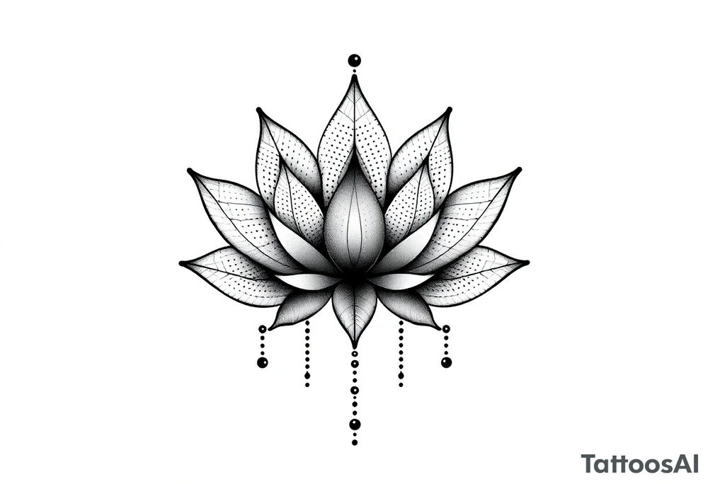 Lotus flower with dotwork chains tattoo idea