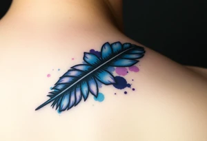 Feather with blues and purple tattoo idea