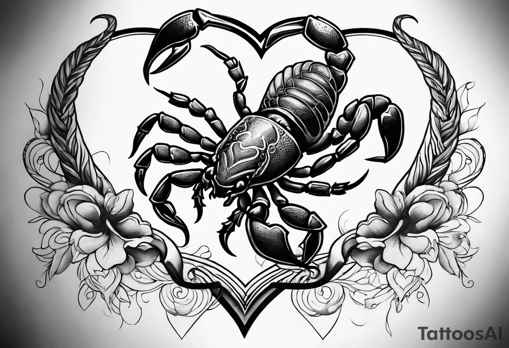 Scorpion with hearts tattoo idea