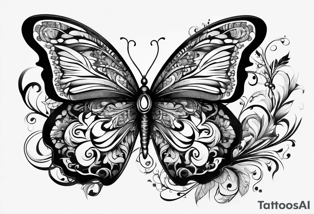 A butterfly mixed with brain on your wings tattoo idea