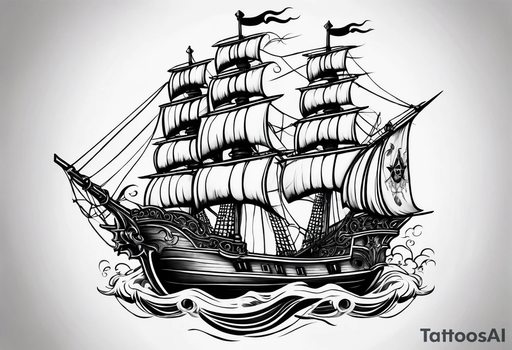 satanic pirateship tattoo idea
