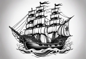 satanic pirateship tattoo idea