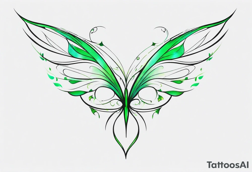 Green fairy wing tattoo idea