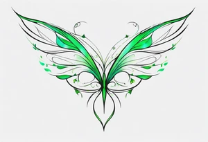Green fairy wing tattoo idea