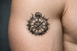 large pocket watch tattoo tattoo idea