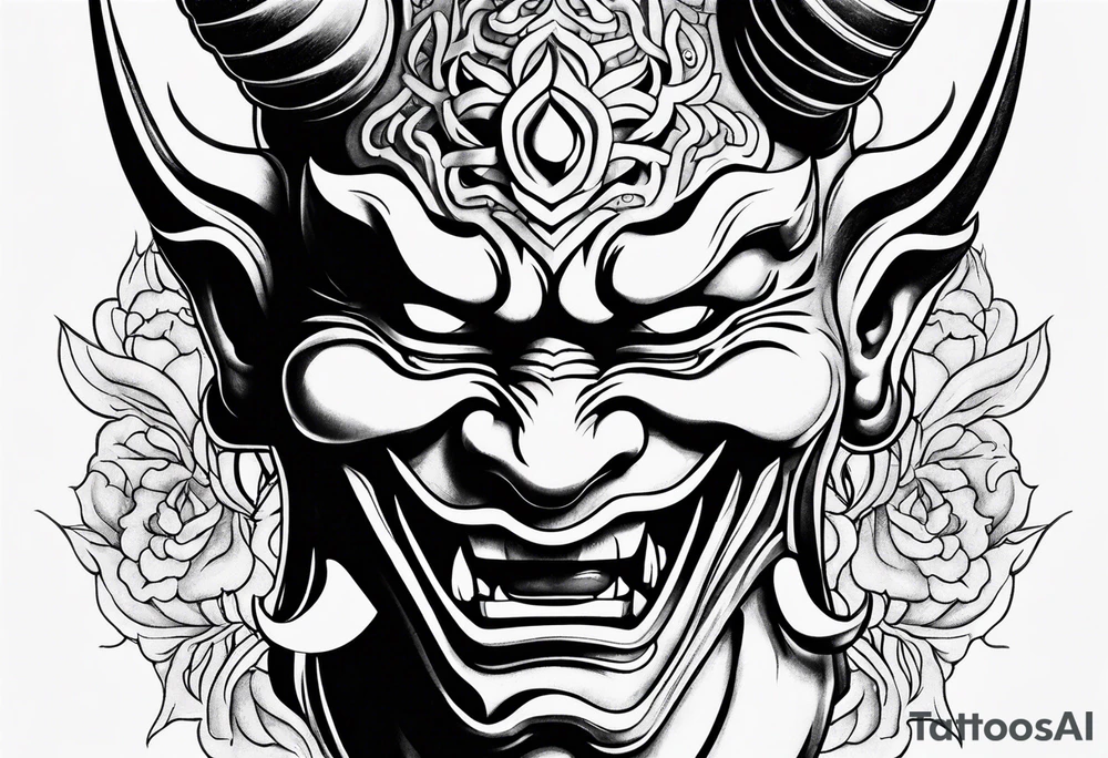 hannya mask realism tattoo idea