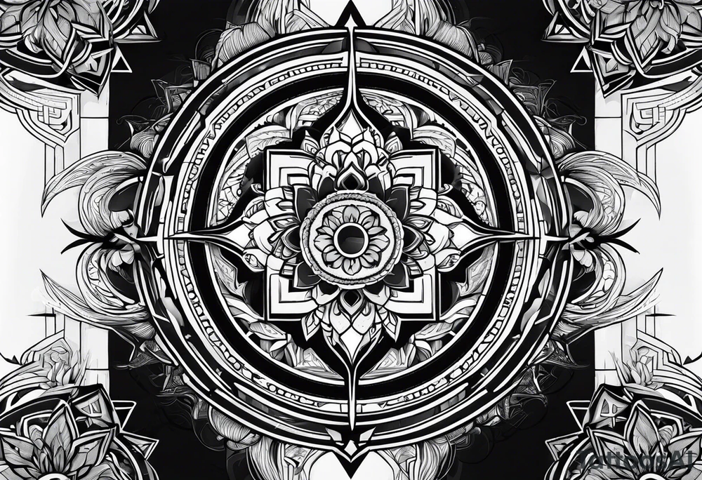 Forearm futuristic mandala design tattoo idea
