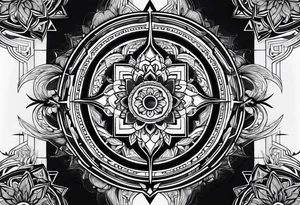 Forearm futuristic mandala design tattoo idea
