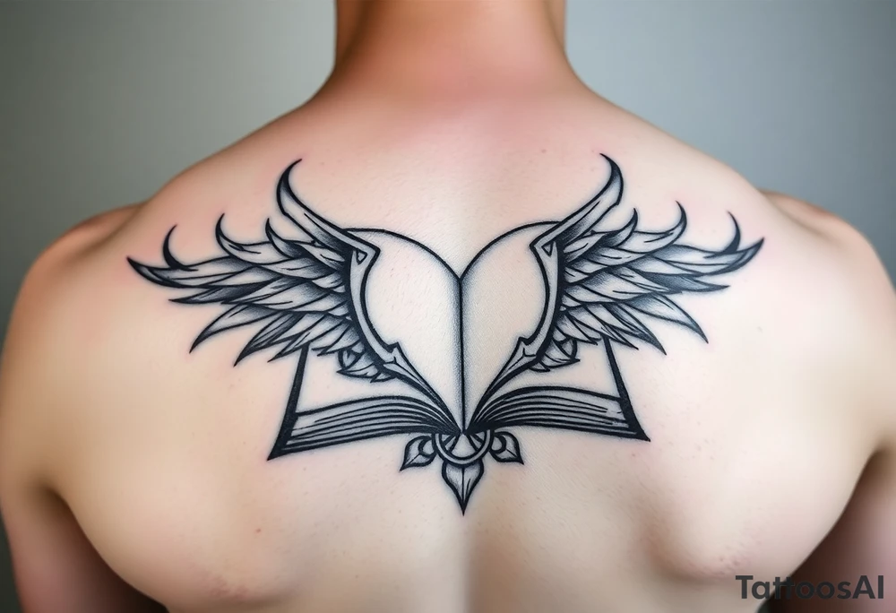 tribal open book tattoo idea