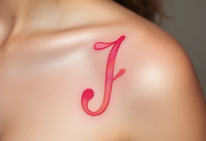 Soft watercolor "J" in blended hues of coral, peach, and rose pink. tattoo idea