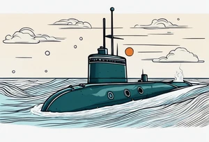 modern submarine surfacing slight left turn tattoo idea
