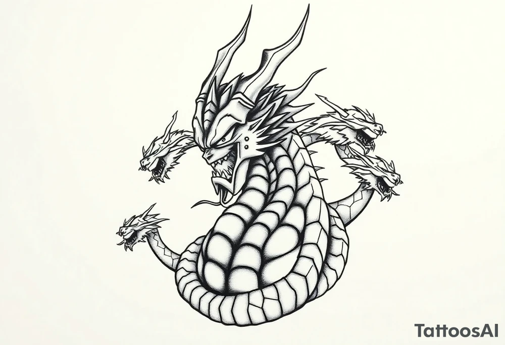 Shenron with 7 dragon balls tattoo idea