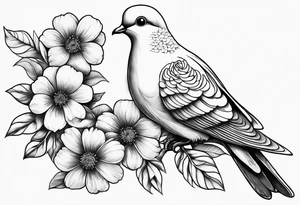 Dove, flower, black and white, shadows tattoo idea