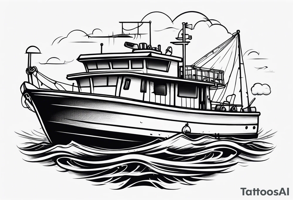 No alibi on the back of a fishing boat tattoo idea