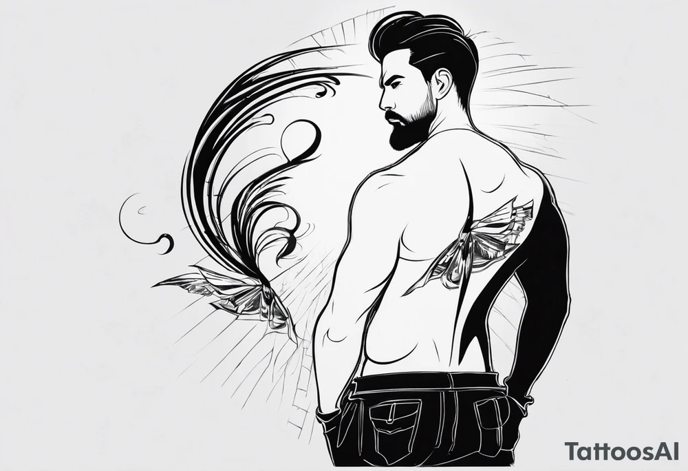 Visualise a tattoo that visualize a reminder for my self how I conquered the fear of death, in a sexy manly way that flows with the shape of the arm tattoo idea