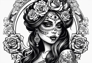 muertos style girl tattoo idea