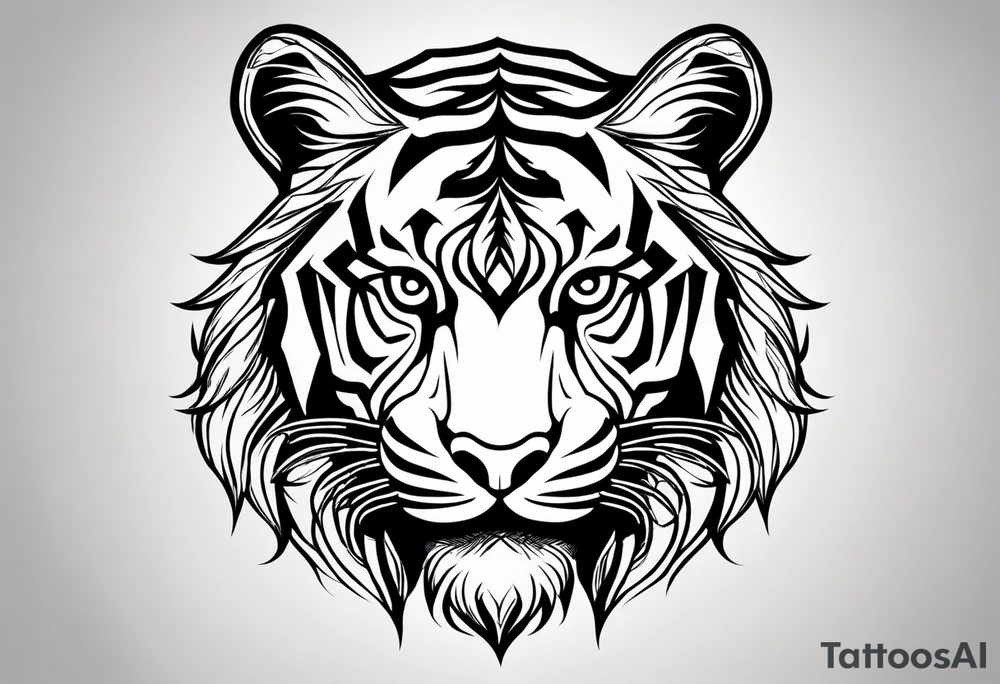 Simplistic tiger tattoo. make it spiritual. should be vertical tattoo idea