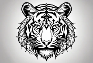 Simplistic tiger tattoo. make it spiritual. should be vertical tattoo idea