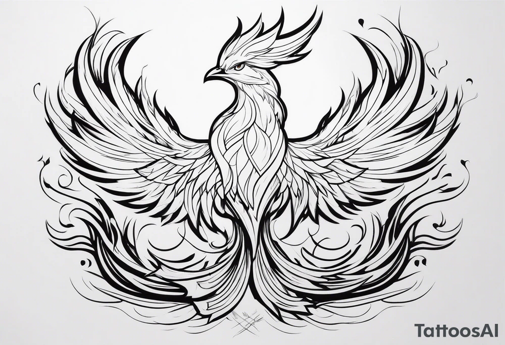 The phoenix enveloped in flames, tattoo idea