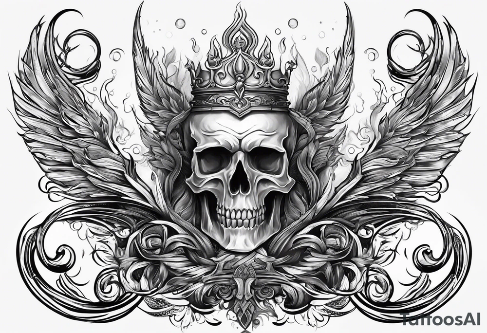trident in fire tattoo idea