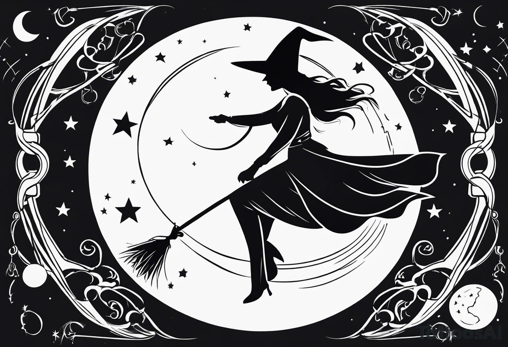 witch, fantasy, broom, charmed, moons,wicca tattoo idea