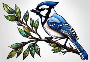 Majestic bluejay tattoo idea