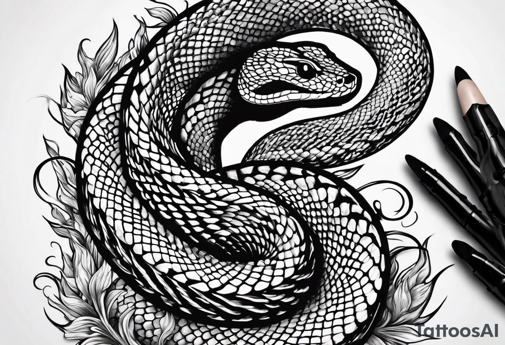 i would like a black tattoo design with a rattlesnake in a figure 8 tattoo idea