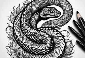 i would like a black tattoo design with a rattlesnake in a figure 8 tattoo idea