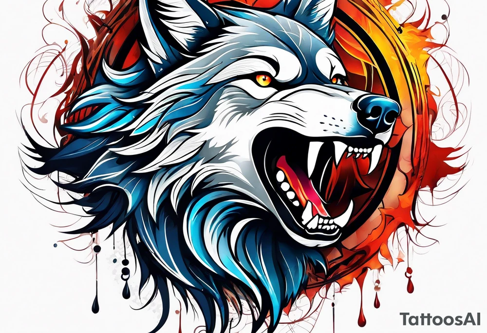 a wolf roaring tattoo idea