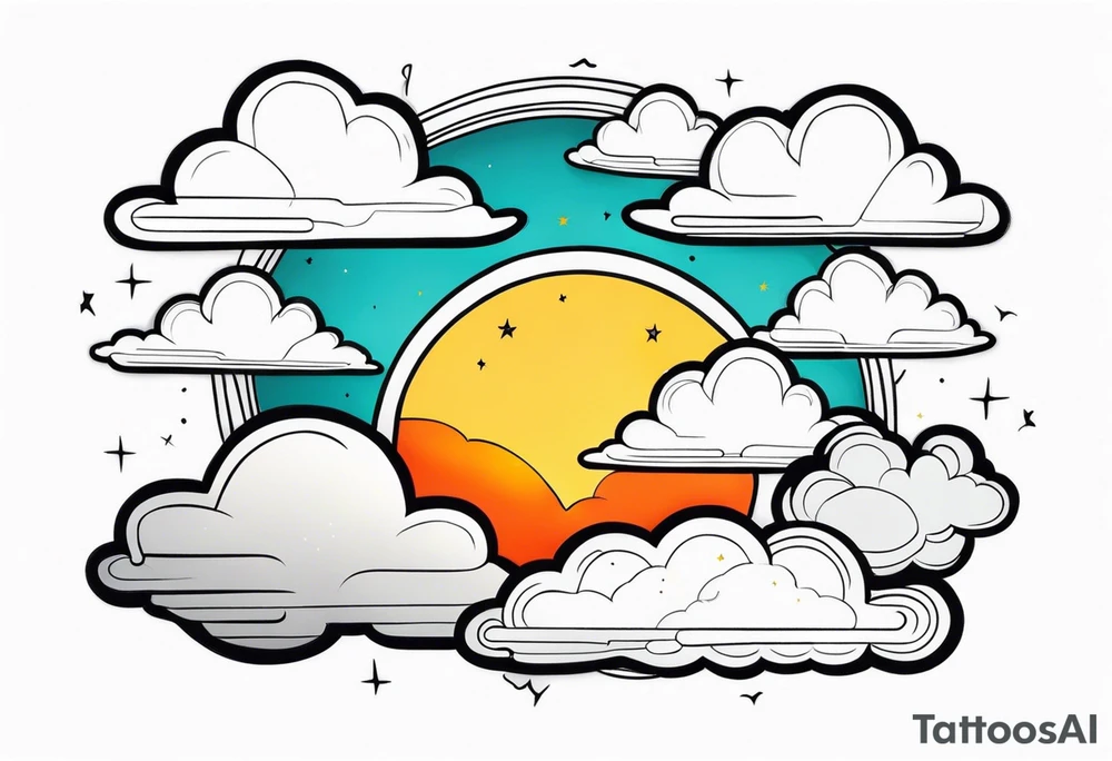 CLOUDS WITH SUN tattoo idea