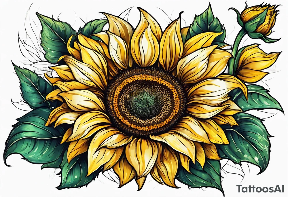 Sunflower for a male tattoo idea