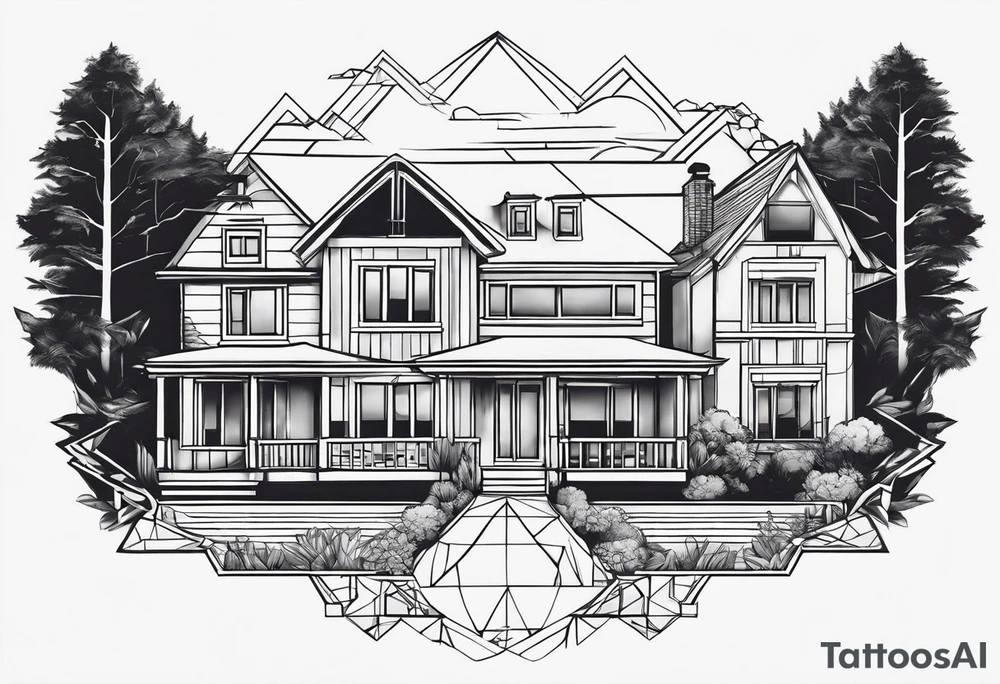 Person outline made out of homes tattoo idea