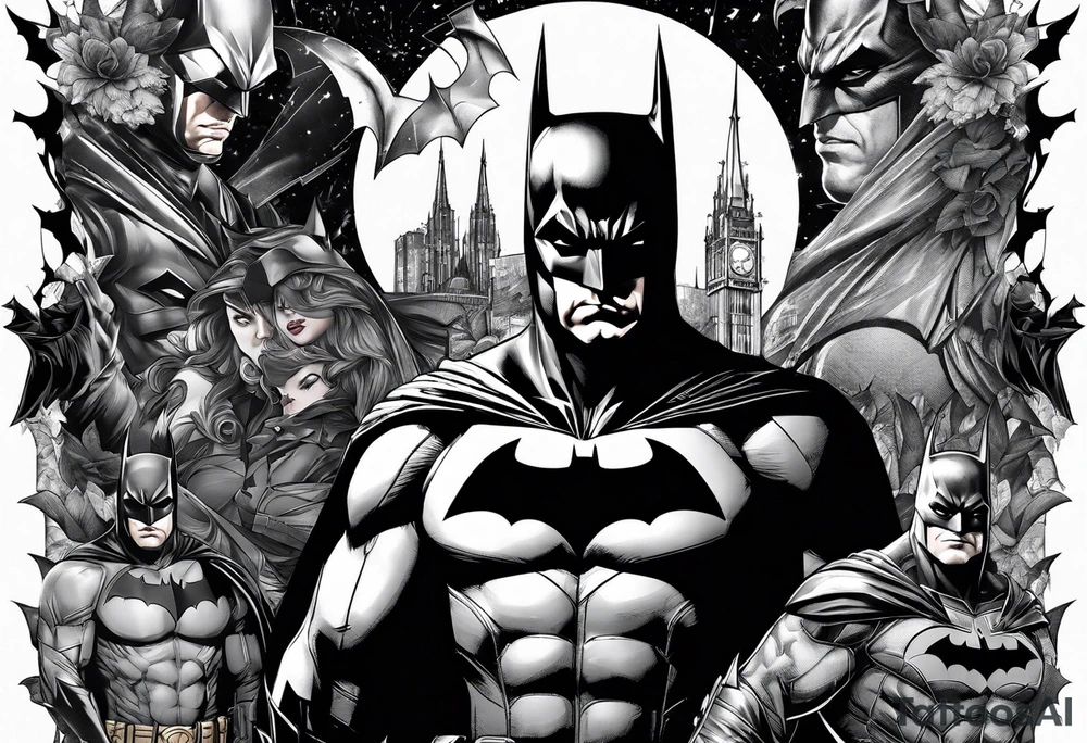 Batman collage for arm sleeve tattoo idea