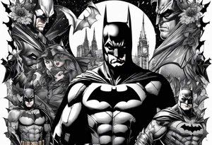 Batman collage for arm sleeve tattoo idea