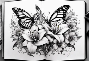 Harvey Ruby lillies flowers butterflies stars fantasy books half sleeve no person face books fantasy tattoo idea