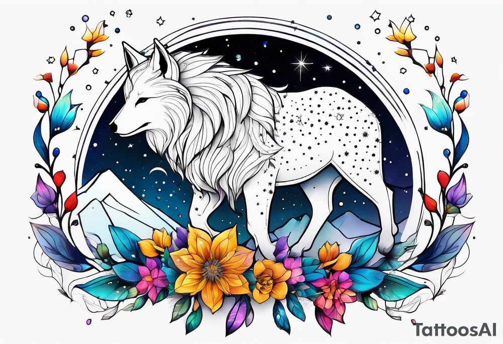 Constellation, animal snow , géométric , flower tattoo idea