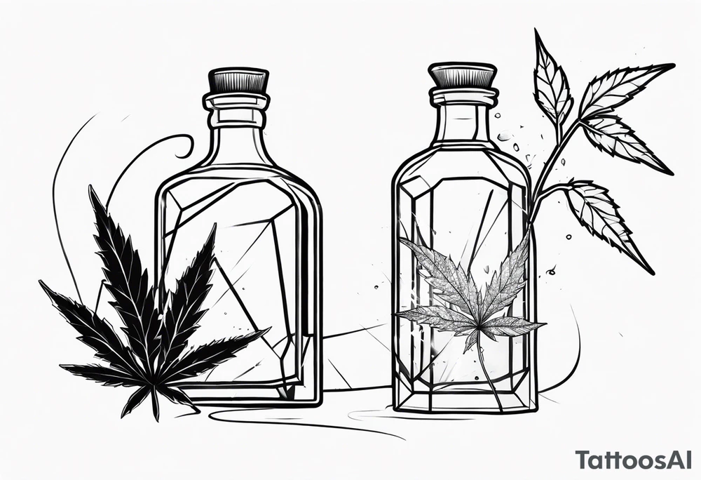 Broken glass and weed tattoo idea